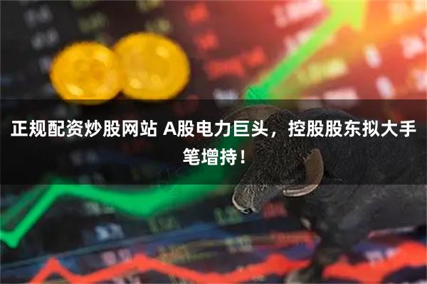 正规配资炒股网站 A股电力巨头，控股股东拟大手笔增持！